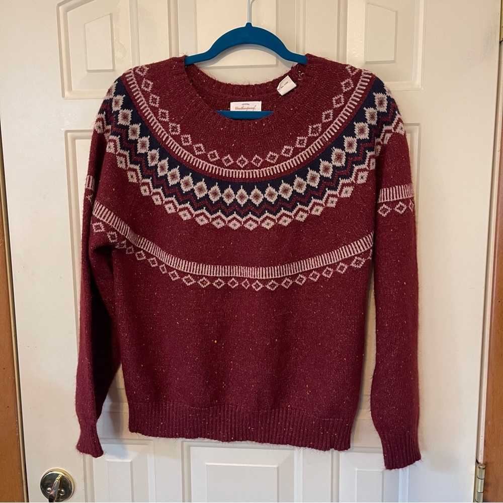 Weatherproof Maroon Fair Isle Sweater